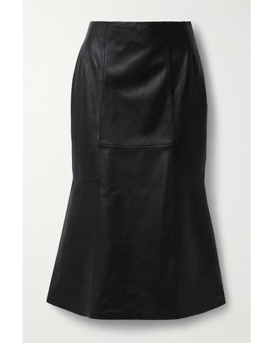 Cefinn Lucille Paneled Leather Midi Skirt - Black