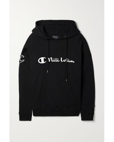 Nili Lotan + Champion Hoodie Aus Baumwoll-jersey Mit Print - Schwarz