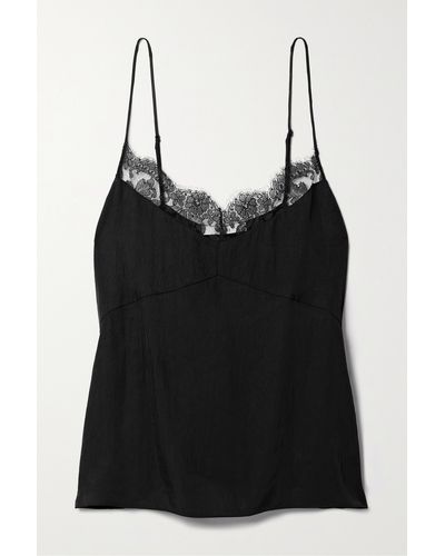 Tibi Lace-trimmed Twill Camisole - Black