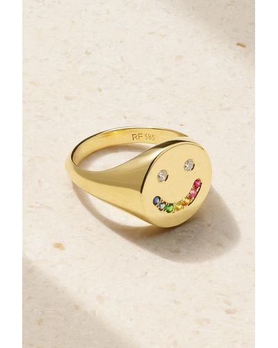 Roxanne First Rainbow Smiley Ring Aus 14 Karat Gold Mit Saphiren Und Diamanten - Weiß