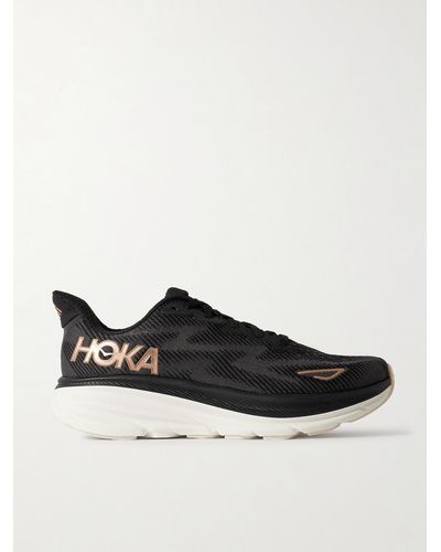 Hoka One One Clifton 9 Mesh Sneakers - Black