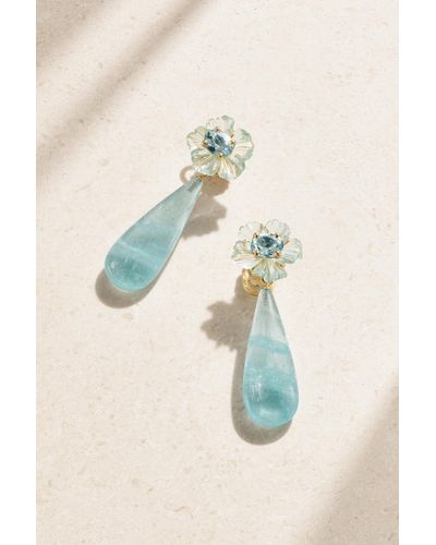 Irene Neuwirth Tropical Flower 18-karat Gold Aquamarine Earrings - Blue