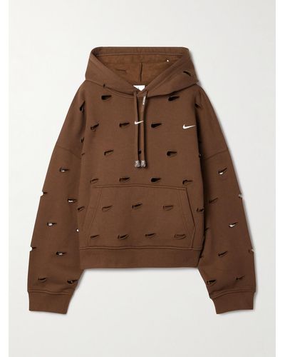 Nike + Jacquemus Le Swoosh Cutout Embroidered Cotton-blend Jersey Hoodie - Brown