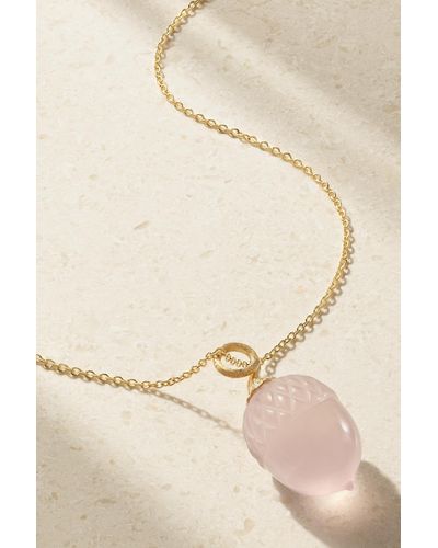 Ole Lynggaard Copenhagen Acorn 18-karat Gold Rose Quartz Necklace - Natural