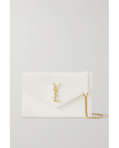 Saint Laurent Cassandre Envelope Chain Wallet - White