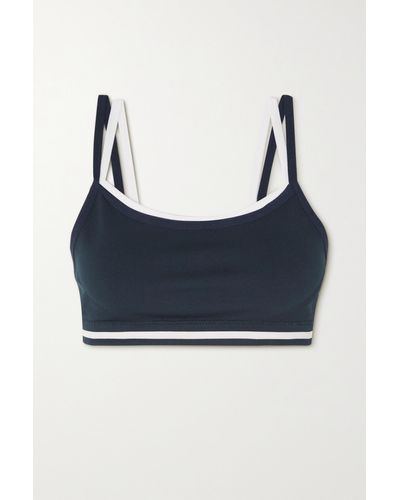 The Upside Form Seamless Kelsey Layered Striped Stretch-knit Sports Bra - Blue