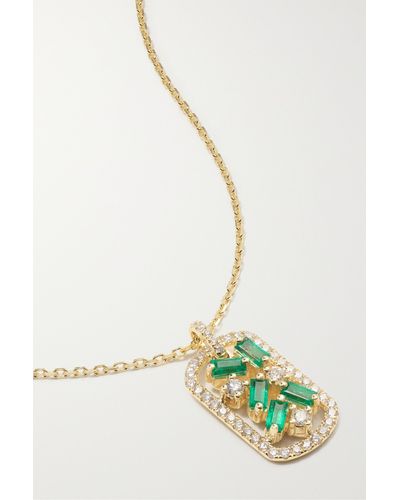 Suzanne Kalan 18-karat Gold, Diamond And Emerald Necklace - Metallic