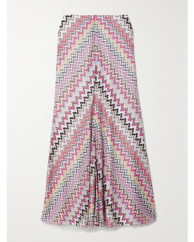 Missoni Striped Metallic Crochet-knit Maxi Skirt - Pink
