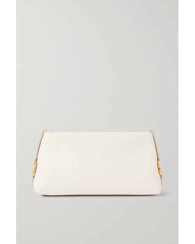 Chloé Marcie Textured-leather Clutch - Natural