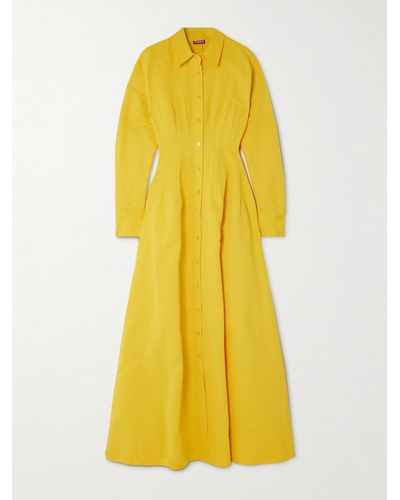 STAUD Winona Cotton-blend Faille Maxi Shirt Dress - Yellow