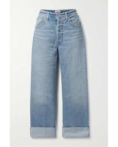 Citizens of Humanity + Net Sustain Ayla Baggy Cuffed Crop High-rise Wide-leg Organic Jeans - Blue