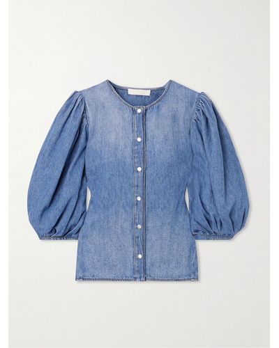 Chloé + Net Sustain Jeansbluse Aus Einer Mischung Aus Recycelter Baumwolle Und Leinen - Blau