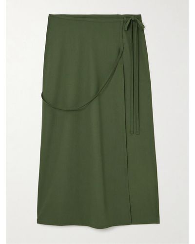 Lemaire Wool Midi Wrap Skirt - Green