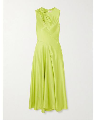 ROKSANDA Alma Asymmetric Knotted Silk-satin Maxi Dress - Green
