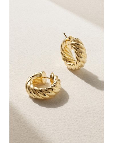 David Yurman Sculpted Cable 18-karat Gold Hoop Earrings - Natural