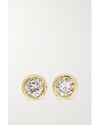 Jennifer Meyer Mini Bezel 18-karat Gold Diamond Earrings - Metallic