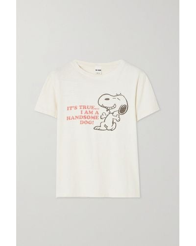 RE/DONE + Peanuts T-shirt Aus Baumwoll-jersey Mit Print - Weiß