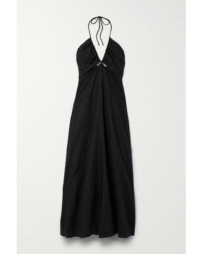 Apiece Apart Eli Cutout Linen Halterneck Maxi Dress - Black