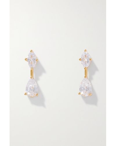 Anissa Kermiche Petite Dame Gold Vermeil Cubic Zirconia Earrings - Natural