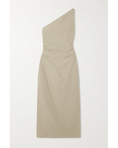 Faithfull The Brand + Net Sustain Jomana One-shoulder Ruched Linen Maxi Dress - Natural
