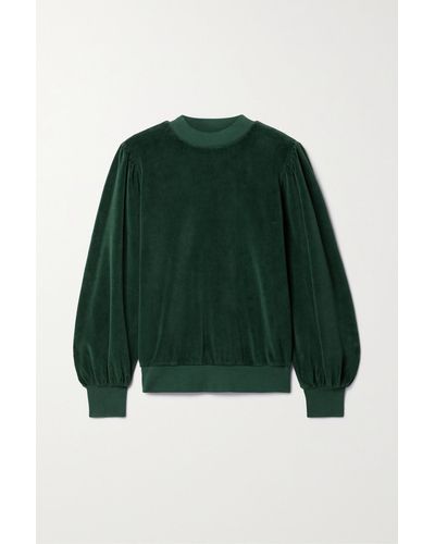 Suzie Kondi Perissa Cotton-blend Velour Sweatshirt - Green