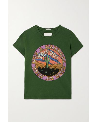 Mother The Sinful Printed Cotton-jersey T-shirt - Green