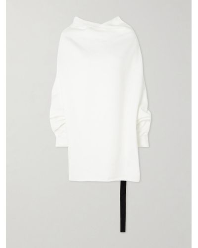 Rick Owens Shroud Asymmetric Organic Cotton-jersey Sweatshirt - White
