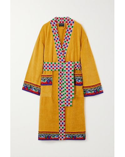 Dolce & Gabbana Printed Cotton-terry Robe - Yellow