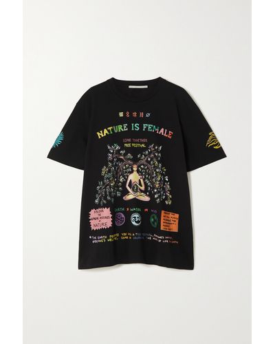 Stella McCartney Nature Is Female Oversized Printed Organic Cotton-jersey T-shirt - Black
