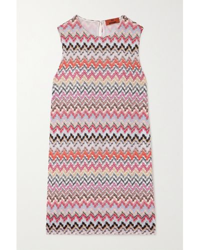 Missoni Striped Metallic Crochet-knit Mini Dress - Pink