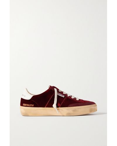 Golden Goose Soul-star Distressed Suede And Leather-trimmed Velvet Trainers - Brown