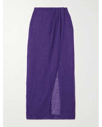 Lisa Marie Fernandez + Net Sustain Linen-blend Gauze Coverup - Purple