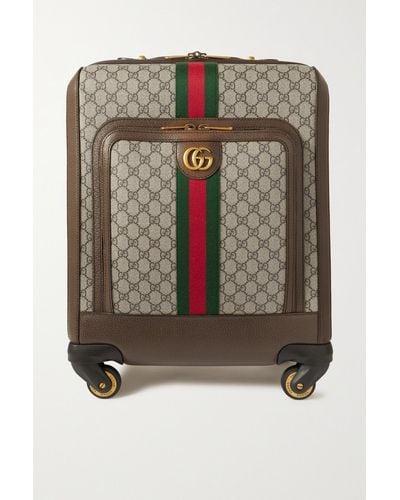 Gucci Savoy Leather-trimmed Printed Coated-canvas Suitcase - Black