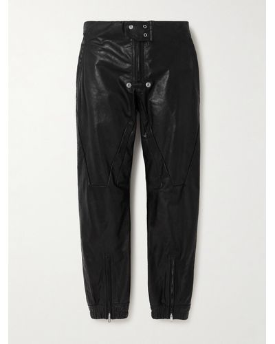 Rick Owens Leather Tapered Trousers - Black
