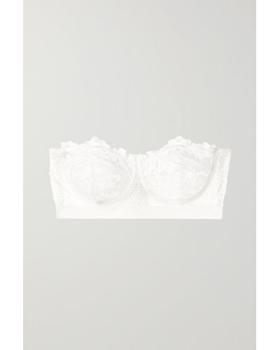 Else Petunia Stretch-mesh And Corded Lace Underwired Strapless Balconette Bra - White