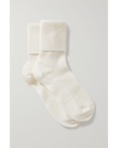 Johnstons of Elgin Ribbed Cashmere-blend Socks - White