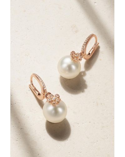 Mikimoto Cherry Blossom 18-karat Rose Gold, Pearl And Diamond Earrings - Natural