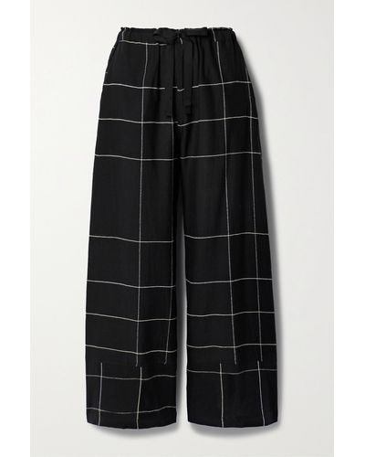 lemlem + Net Sustain Desta Checked Cotton-blend Straight-leg Trousers - Black