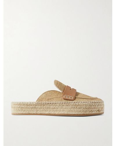 JW Anderson Printed Textured-leather Espadrille Mules - Natural