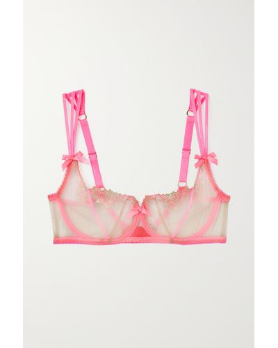 Agent Provocateur Tessy Satin-trimmed Embroidered Tulle Underwired Soft-cup Bra - Pink
