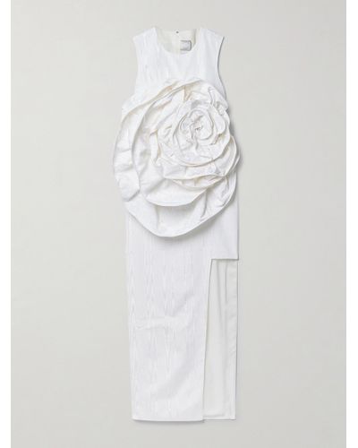 Huishan Zhang Robe Midi En Moire De Coton Mélangé À Appliqué Aphrodite - Blanc