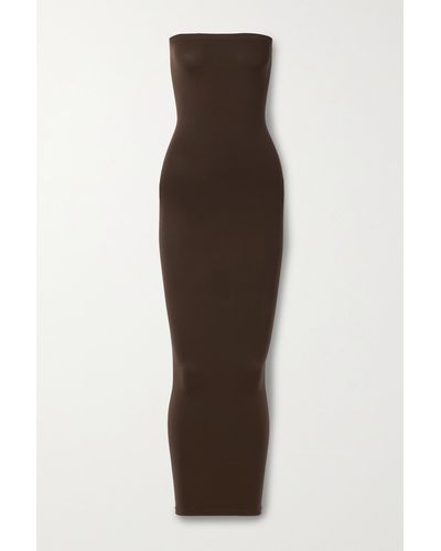 Wolford + Net Sustain Fatal Strapless Stretch-jersey Maxi Dress - Brown