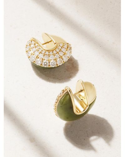 Fernando Jorge Fluid 18-karat Gold, Diamond And Jade Hoop Earrings - Natural
