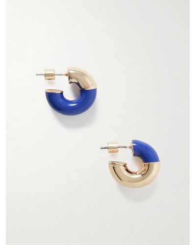 Roxanne Assoulin Boucles D'oreilles En Métal Doré Et Émail True Blue - Bleu