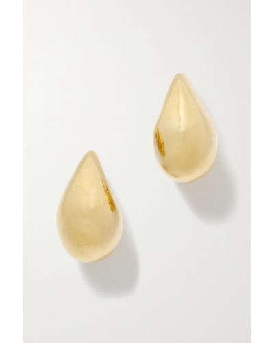 Bottega Veneta Small Drop Vergoldete Ohrringe - Weiß