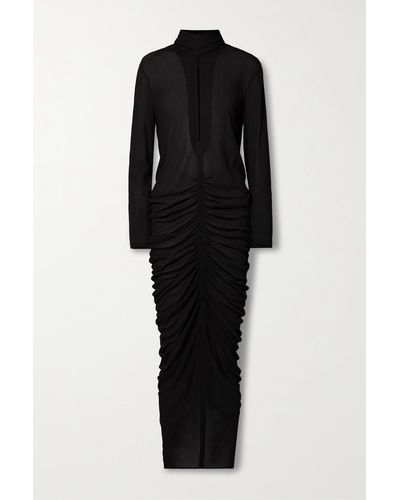 Givenchy Robe Du Soir À Col Montant En Crêpe Stretch À Fronces Et À Découpe - Noir