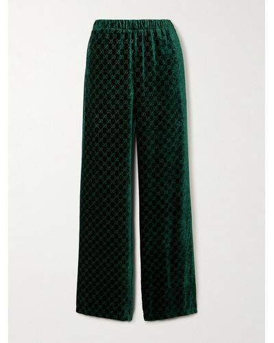Gucci Devoré-velvet Track Trousers - Green