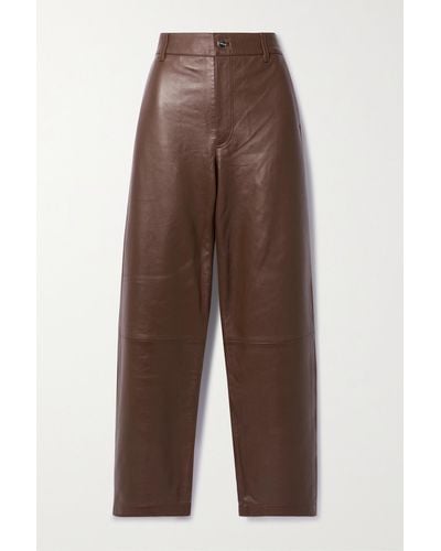 Goldsign Trey Stretch-leather Straight-leg Pants - Brown