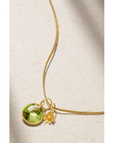 Pippa Small 18-karat Gold, Cord And Peridot Necklace - Natural