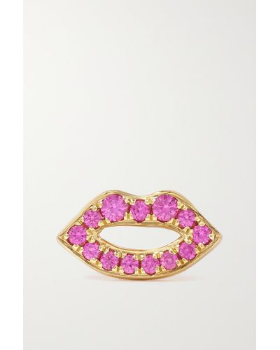 Robinson Pelham Lips 14-karat Gold Sapphire Single Earring - Pink